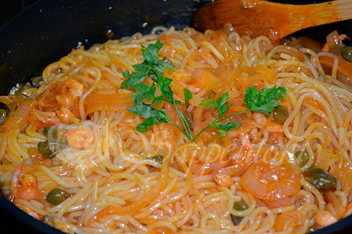 Спагетти с креветками #шаг 10