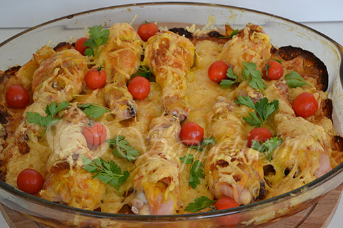 Курица с картошкой запеченная в духовке в сливочно-чесночном соусе #шаг 7