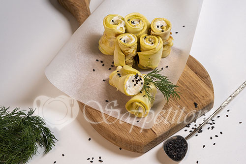 Рулетики из кабачков с творожным сыром